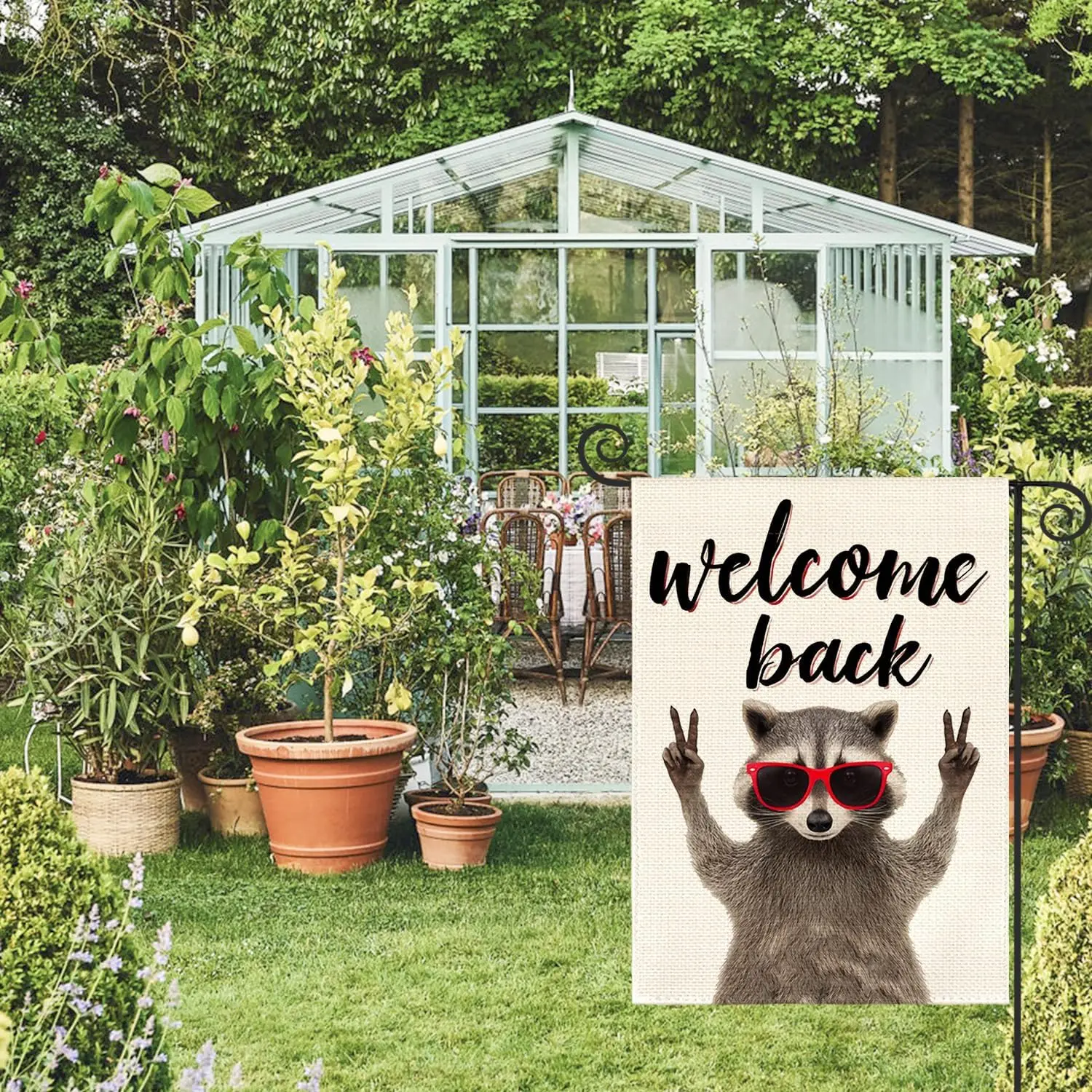 AVOIN colorlife Welcome Back Raccoon Garden Flag 12x18 Inch Outside | Double-sided, weather & fade resistant, outdoor ya llp