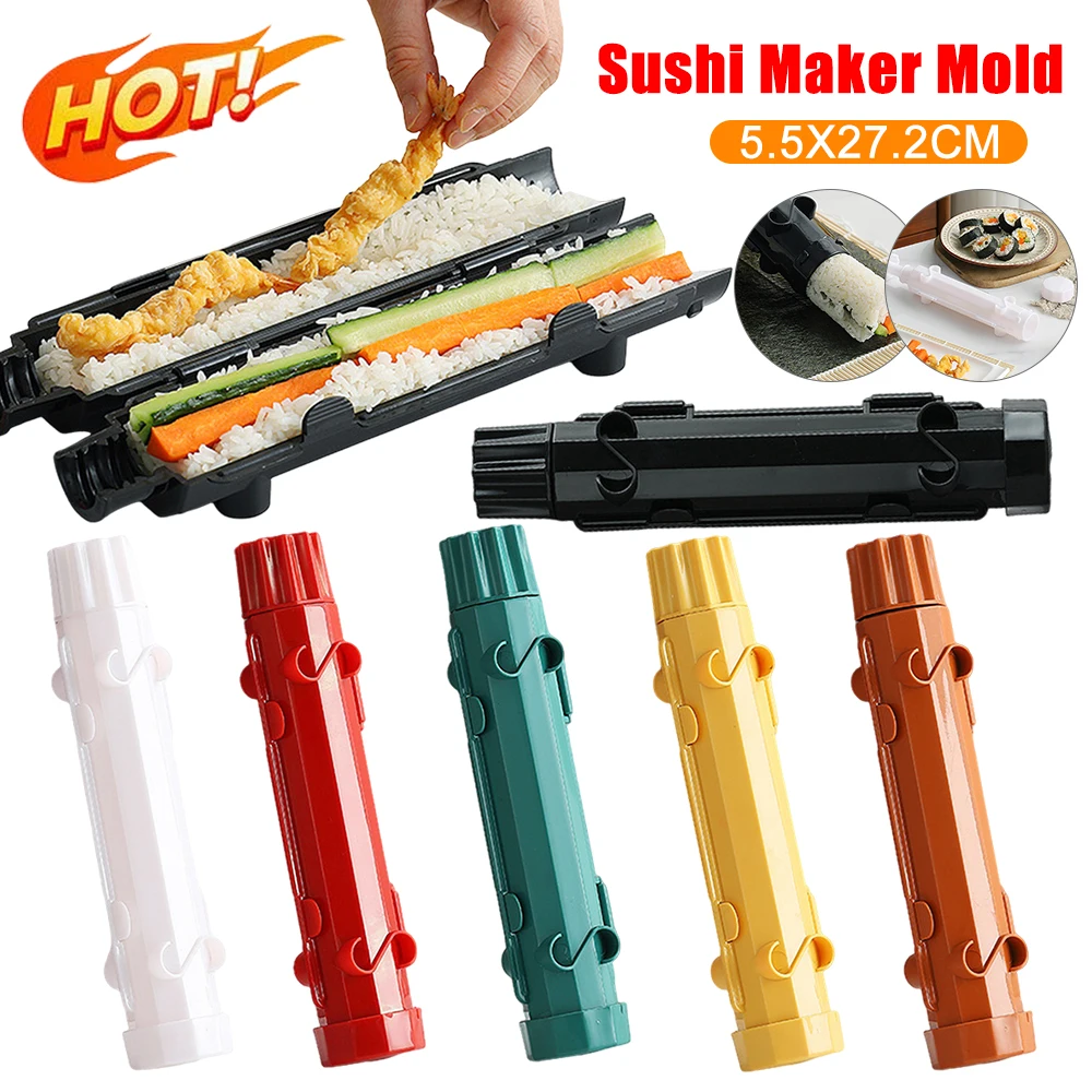 

Quick Sushi Maker Japanese Roller Rice Mold Bazooka Vegetable Meat Rolling DIY Sushi Making Machine Kitchen Home Bento Accessory