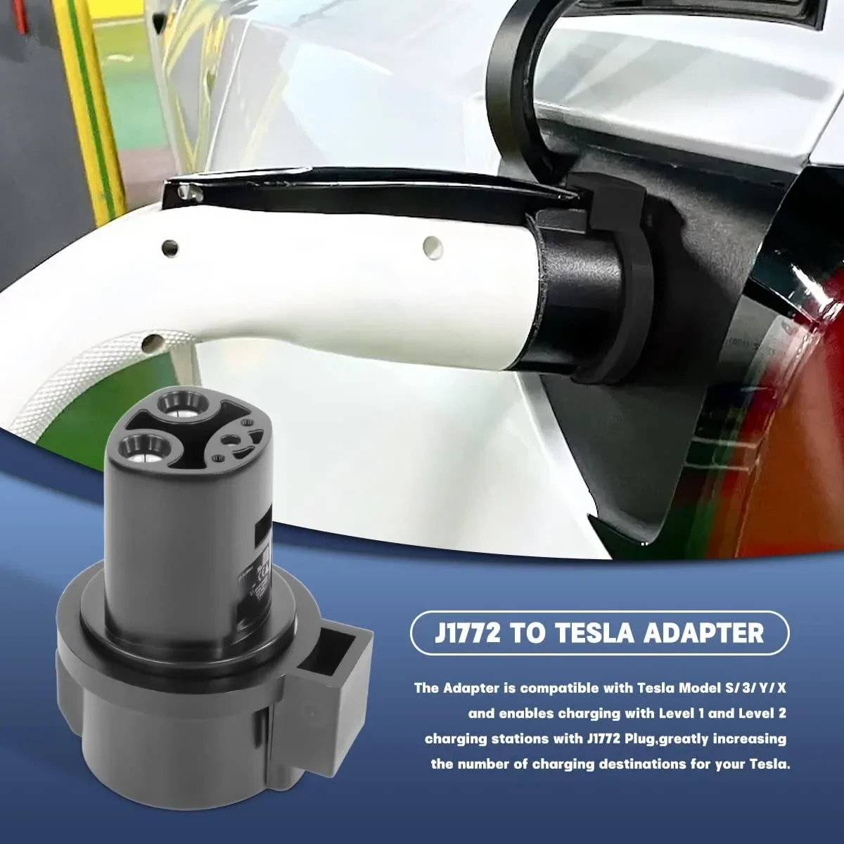 For Tesla EV Charger Adapter Electric Car Charging Connector For Tesla Model X Y 3 S SAE J1772 Type 1 To Adapter For Tesla EVSE