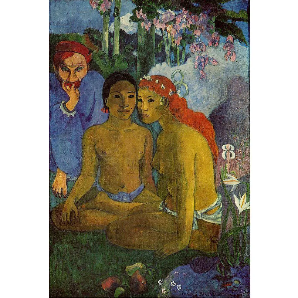 

Pure hand-drawn oil painting reproduction of Barbarous Tales by Paul Gauguin Nude oil painting Canvas wall art Home decorations