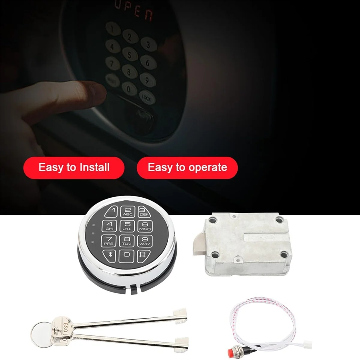 

ABNJ Lock Replacement Solenoid Lock,Chrome Digital Electronic Keypad Lock for Swing Bolt ,Reset Cable,Circuit Board Lock
