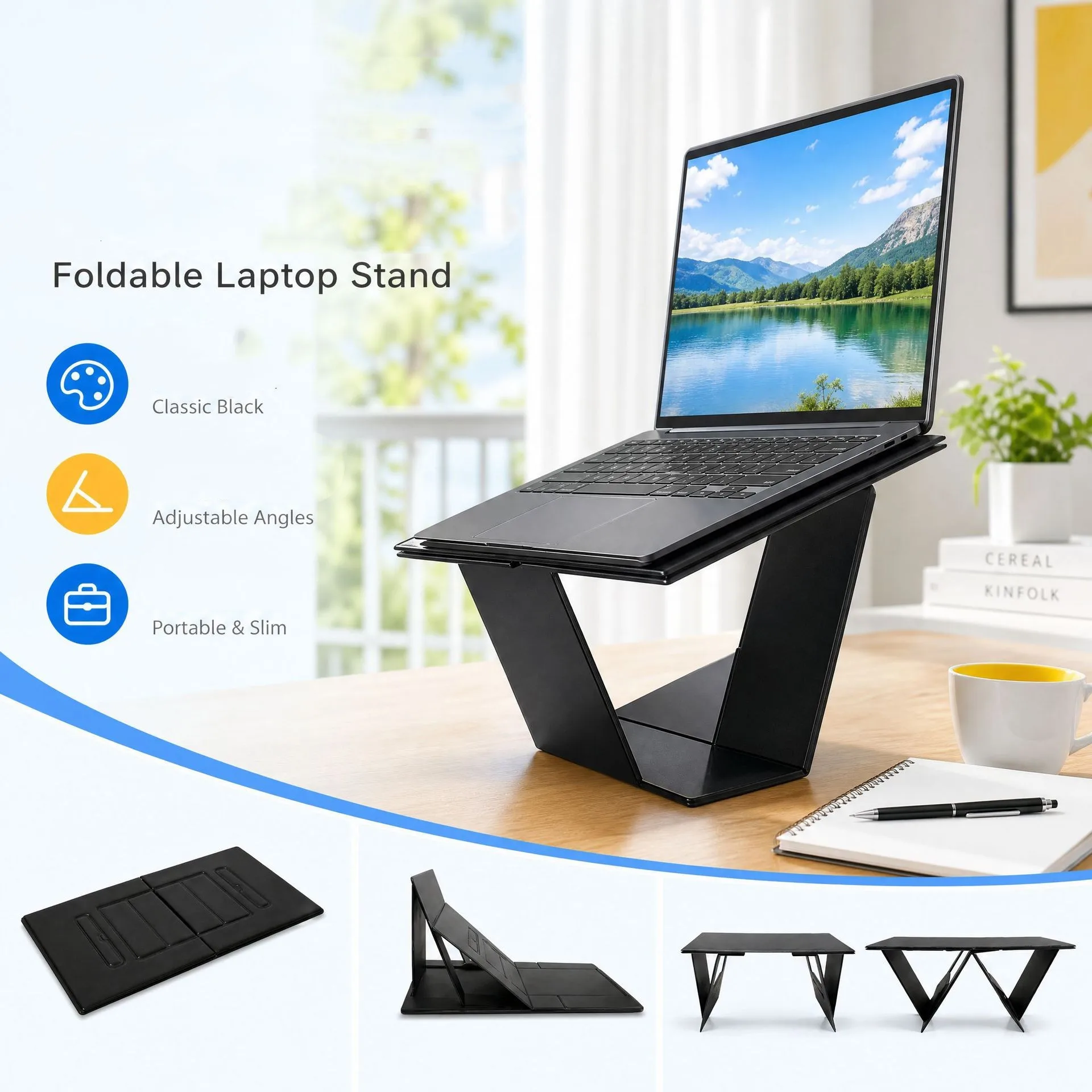 Foldable Laptop Stand Multi Functional Desk Support Adjustable Holder For Space-saving Home Bedroom Small Desk For Office