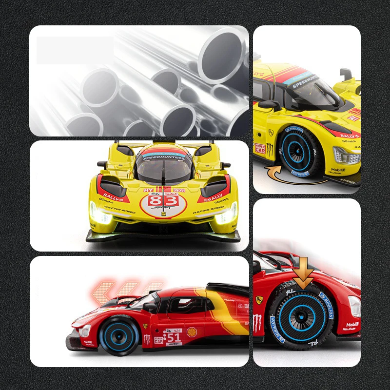 1:22 499P Le Mans Rennwagen Legierungsmodell Legierung Automodell Sound und Licht Zurückziehen Kinderspielzeug Sammlerstücke Geburtstagsgeschenk