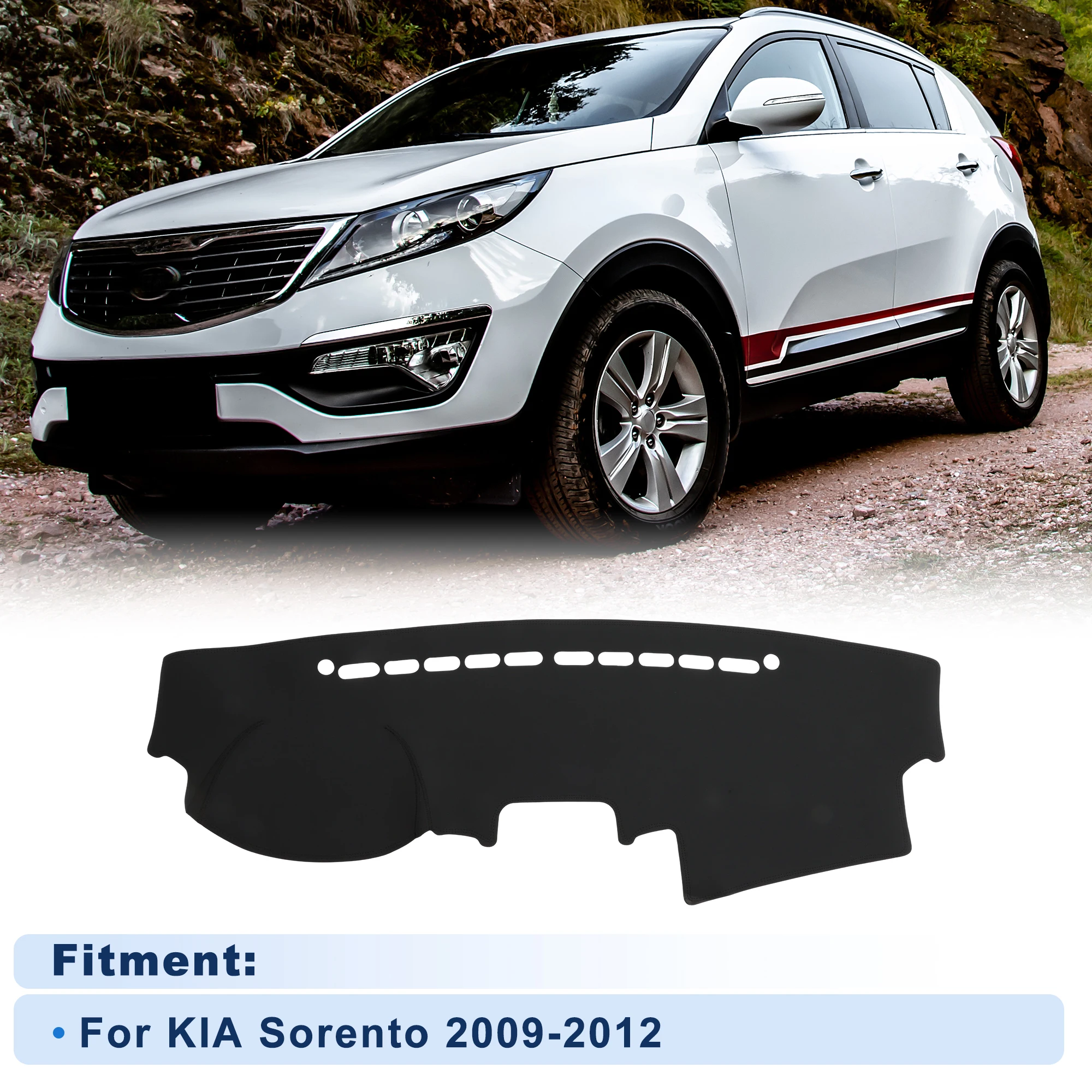 

UXCELL Dash Cover for KIA Sorento 2009-2012 Without HUD Faux Leather Black 1 pcs