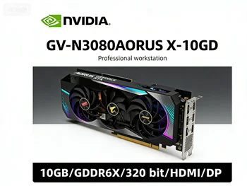 Tarjeta Gráfica para Juegos RTX 3080 GPU GIGABYTE GV-N3080AORUS X-10GD, 10GB GDDR6X, 320 Bit, PCI-E 4.0, PSU 850W, 8 Pin, HDMI 2.1, DP, ATX 1