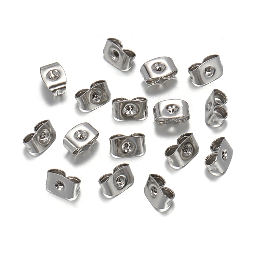 100pcs Stainless Steel Earrings Back Gold Steel Tone Butterfly Ear Stopper DIY Jewelry Making Supplies