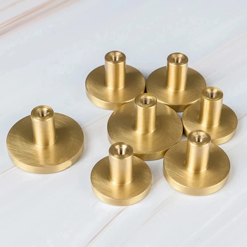 Solid Brass Knobs for Cabinets and Drawers Round Brushed Gold Dresser Door Knob Wardrobe Cupboard Pulls Handles Cabinet Hardware