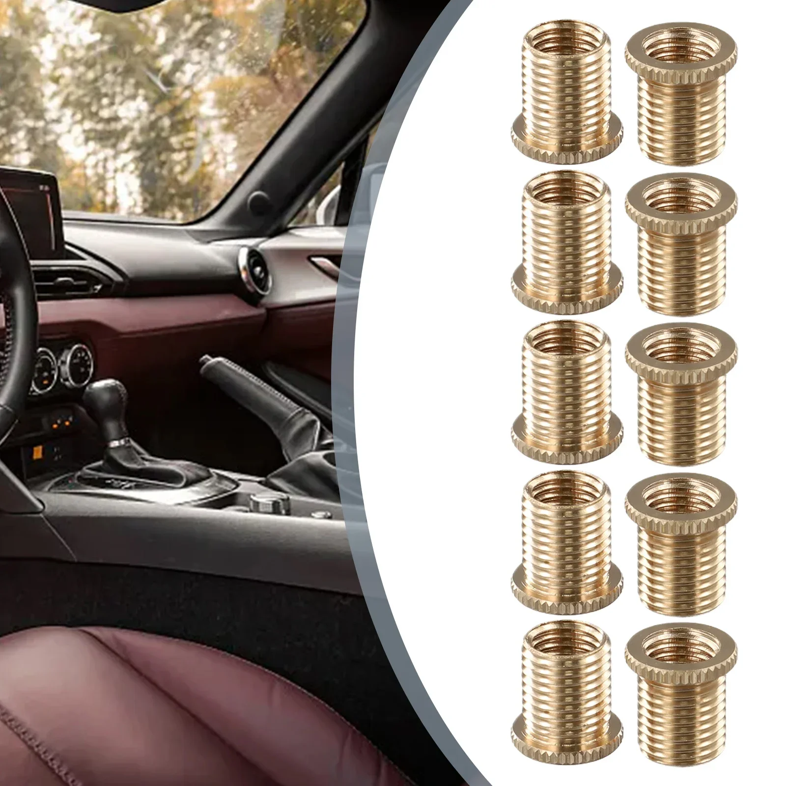 Brand New Gear Shift Knob High Quality M10x1.25 Nuts Insert Set Thread Adapter 10 Pack Accessories Replacement