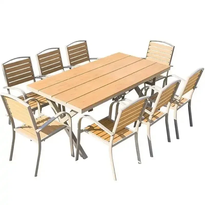 Outdoor courtyard tables and chairs, anti-corrosion plastic wood villa balcony outdoor open-air back chairs, stools and