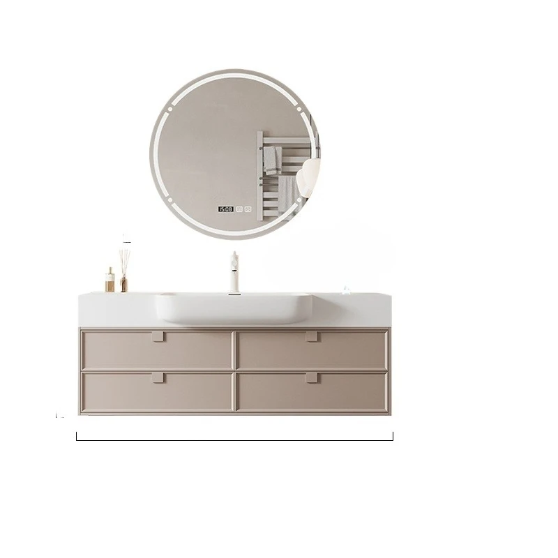 Corian integrated bathroom cabinet combination pink washstand cream wind extremely narrow washbasin