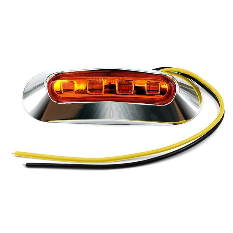 20X Amber LED Trailer Truck Side Marker Lights 4LED Clearance RV Camper 12V-24V