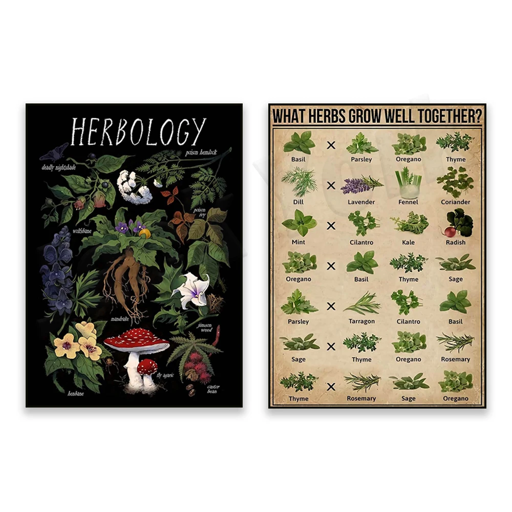 Herbal Gardens Wellness - ハーブが一緒に成長するもの植物の魔法のポスター、ハーブ主義、ガーデニングが大好き、理想的な贈り物
