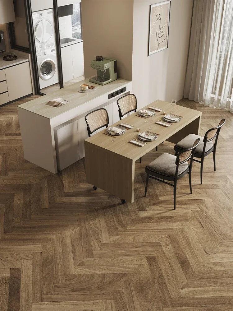 Rock slab island dining table integrated rotatable and retractable open kitchen household guide table can be separated