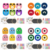 GATYZTORY 6pc/Sets Punch Needle Coaster Kit Punch Needle Embroidery Kit for Adults DIY Craft Supplies Tufted Coasters Tablemat