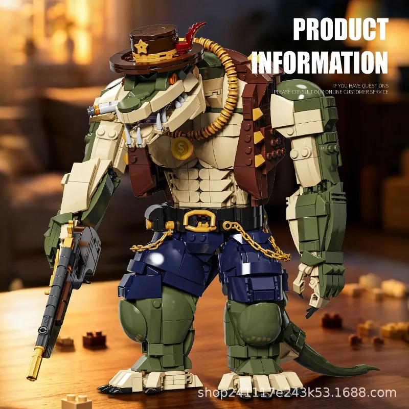 Western Cowboy Cool Sheriff Puzzle Assembly Crocodile Building Block Model Desktop Ornament Building Block Assembly Toy
