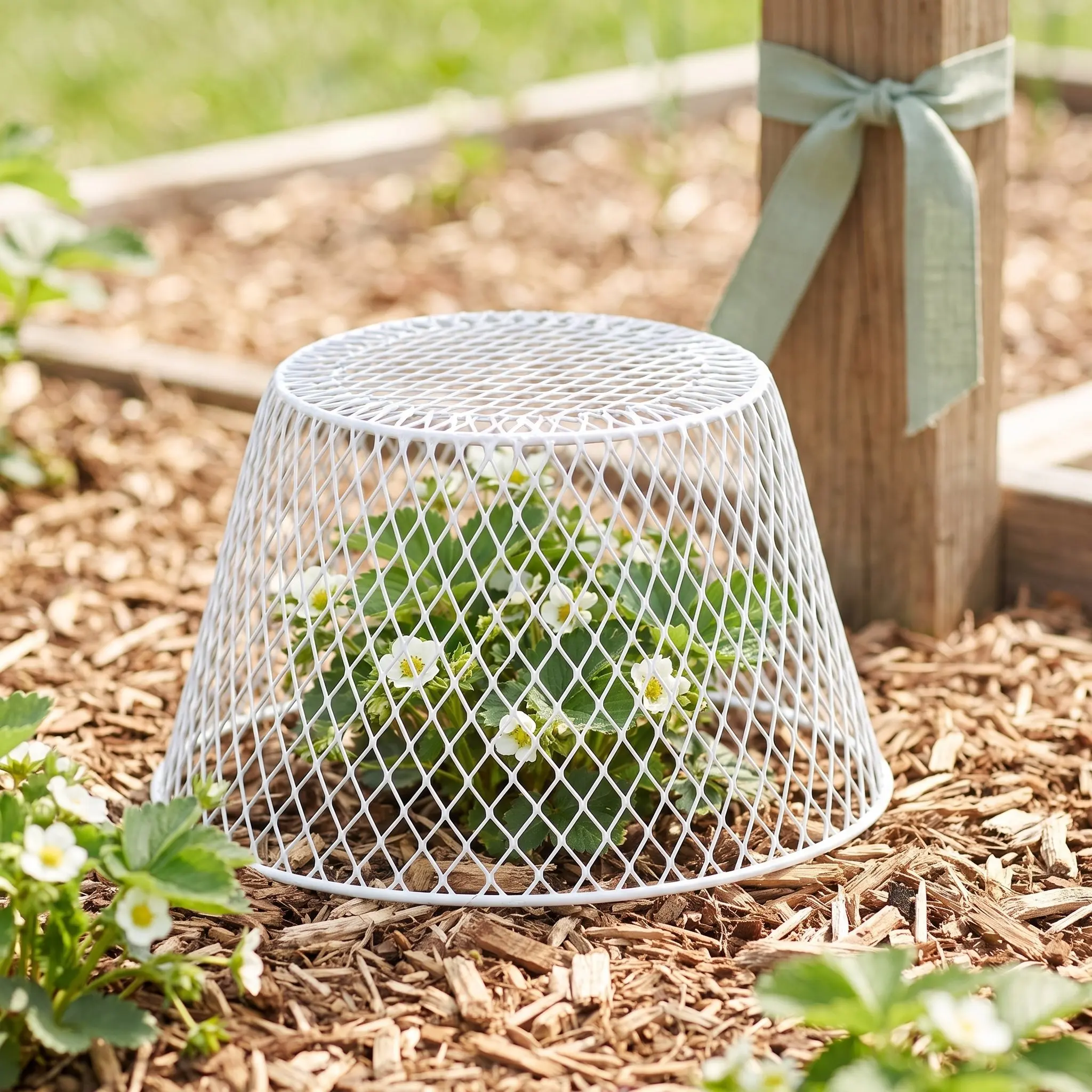 2Pcs Metal Wire Plant Protectors Garden Cloche 6x8 Inch Outdoor Raised Bed Dome Cover Reusable Animal Barrier Tomato Lettuce