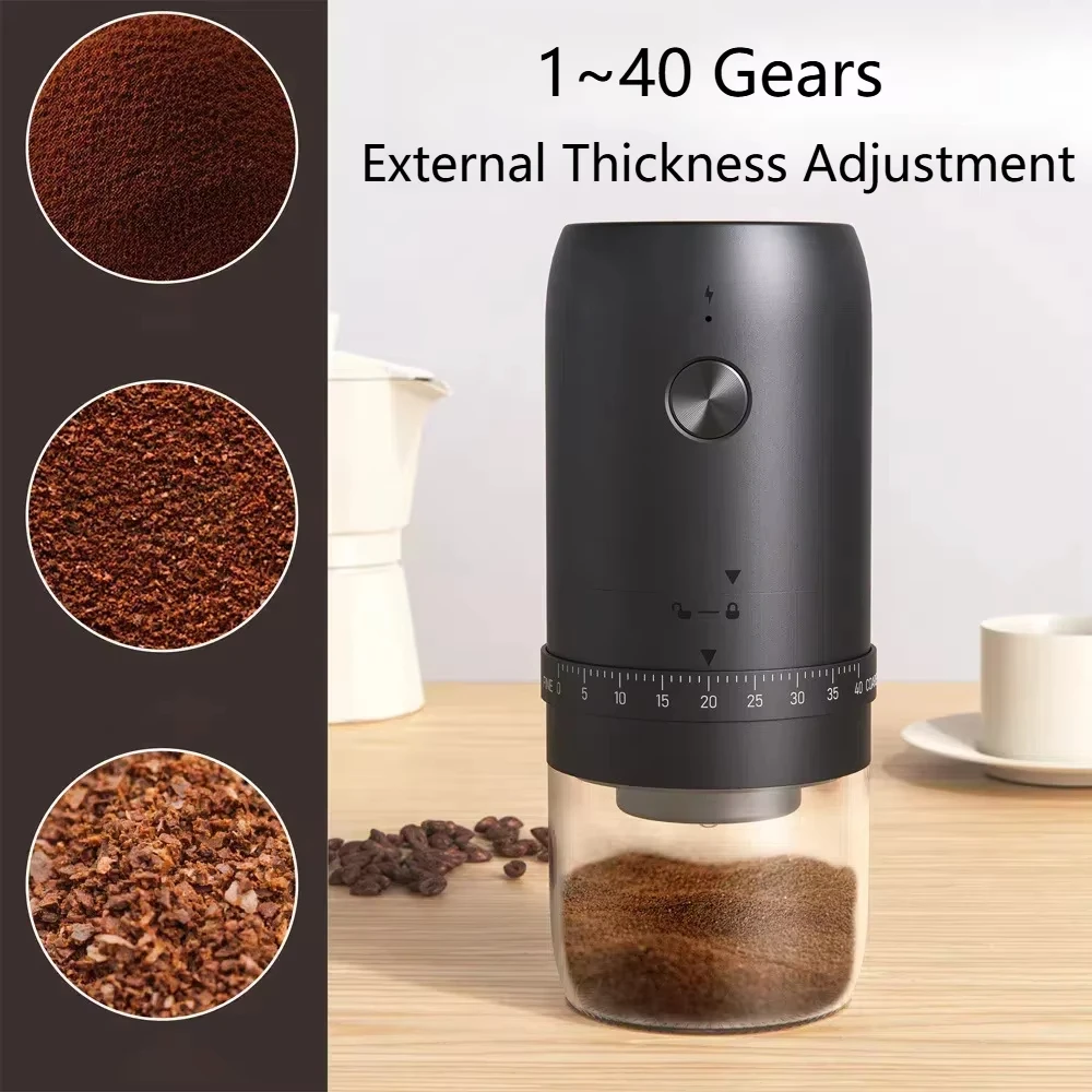 1800mAh Electric Grinder Coffee Bean Grinder 40 Speed Adjustable Rechargeable Ceramic Core Grinder Convenient Home Coffee Maker