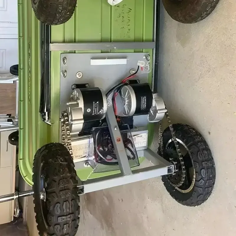 500W Dual Drive Cart Conversion Kit Easy Carry 200Kg 8 Inch Wheel Set Electrical Pull Barrow Trolley Capacity