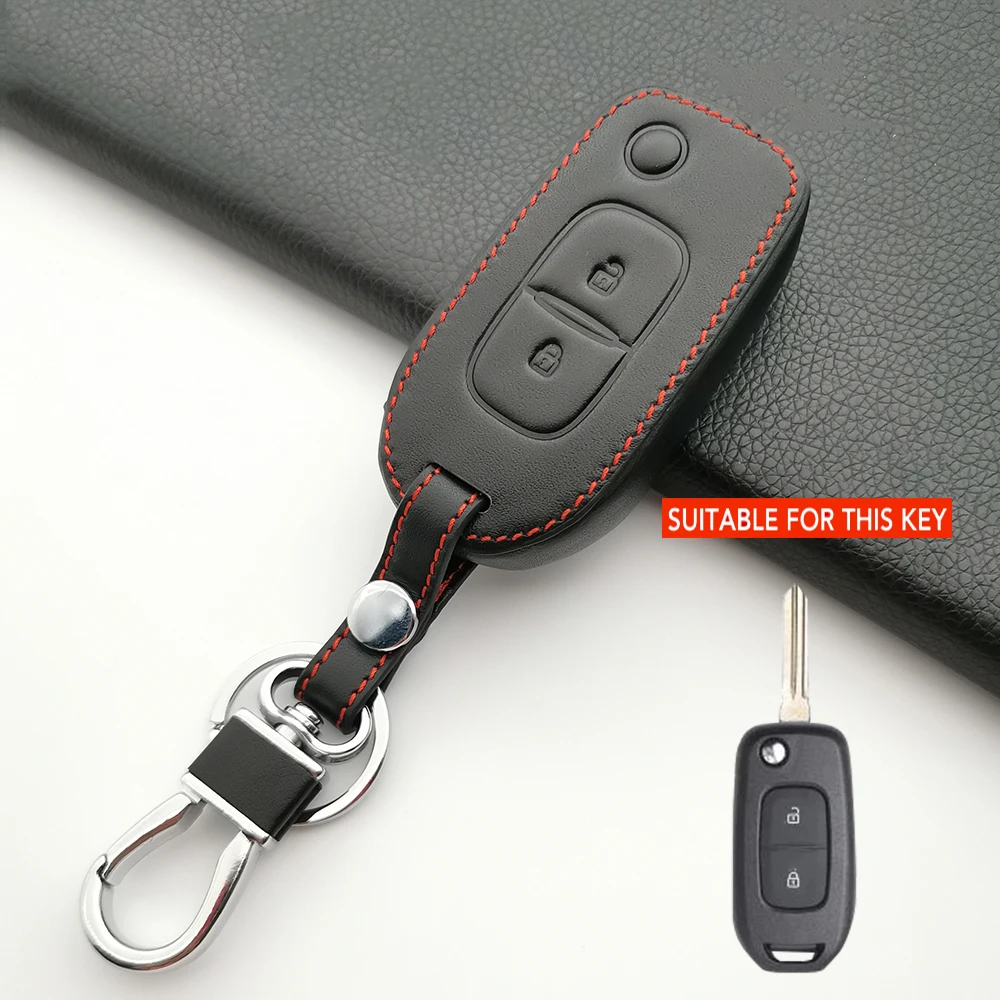 Hot Sale Leather Key Holder Keychain for Renault Logan 2 Stepway Sandero Duster 2019 2020 Car Key Cover Case Protection Shell