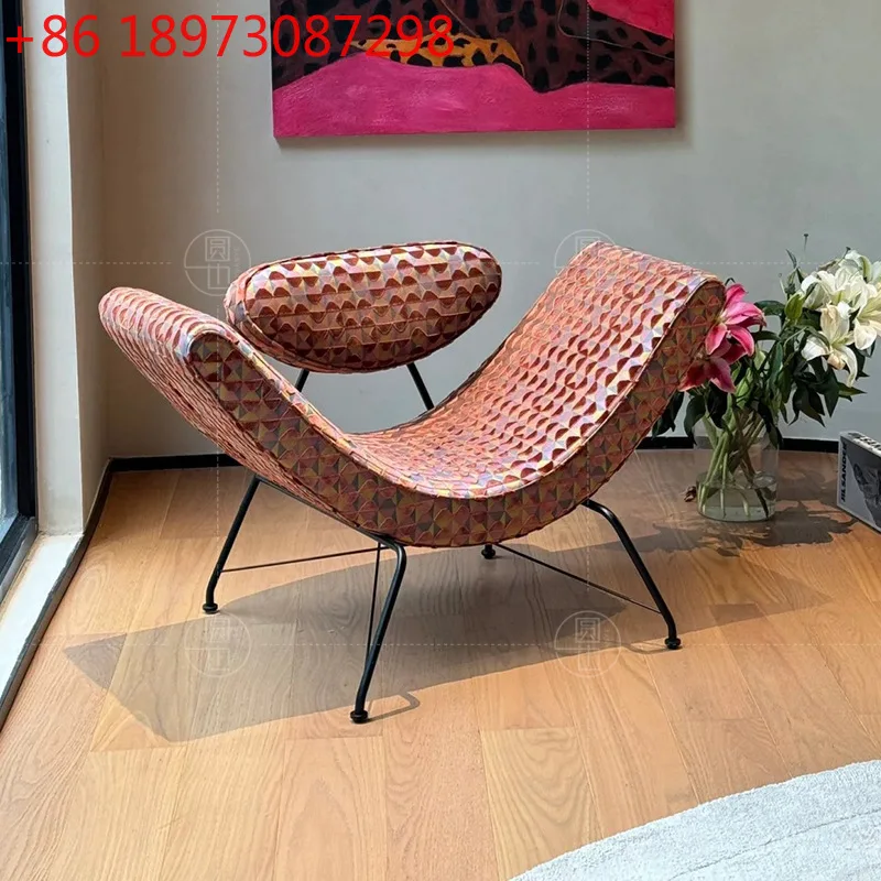 

Italian minimalist North American black walnut single sofa chair fabric creative leisure chair