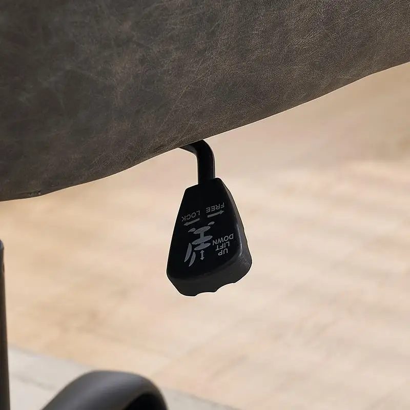 كرسي مكتب من جلد البولي يوريثان بارتفاع قابل للتعديل، قاعدة سوداء، لون رمادي، مناسب للمكتب وغرفة النوم وطاولة الزينة #4