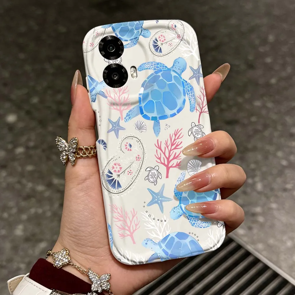 Чехол для телефона с изображением морской черепахи для Motorola Moto G85 G75 G15 G35 G34 G05 G04s E15 Edge 50 Fusion, мягкий, с волнообразным дизайном и эффектом масляной пленки