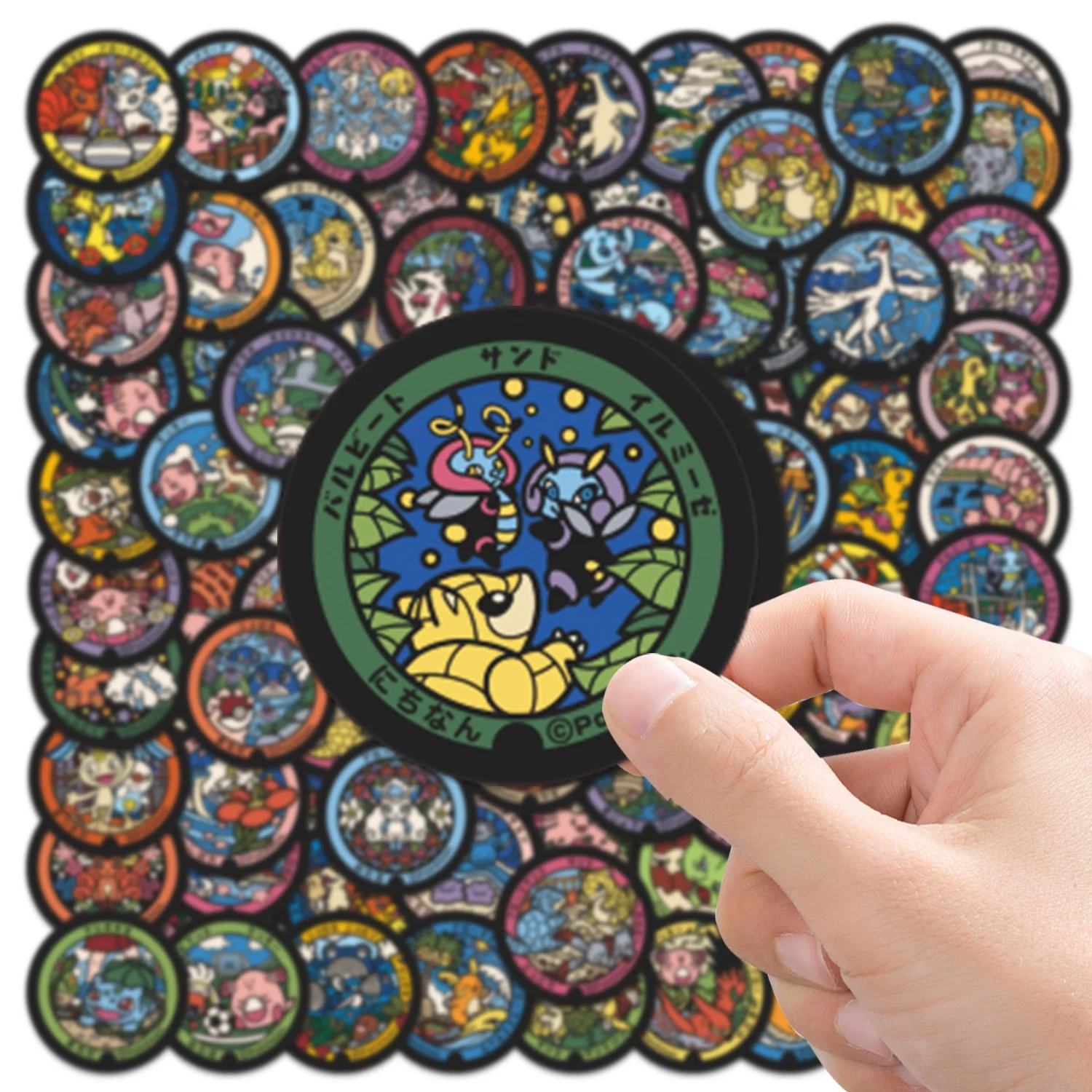 108Pcs Pocket Monster Patches Stickers Waterproof Cartoon Graffiti Decals for Phone Laptop Guitar Luggage Anime Fans Gift
