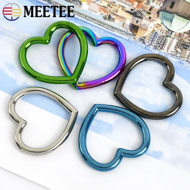 Hebillas de anillos de Metal con forma de corazón para correa de bolso, hebilla de anillo redondo, conector de gancho de cadena para bolso, accesorios de Hardware DIY, 4/10/20 piezas
