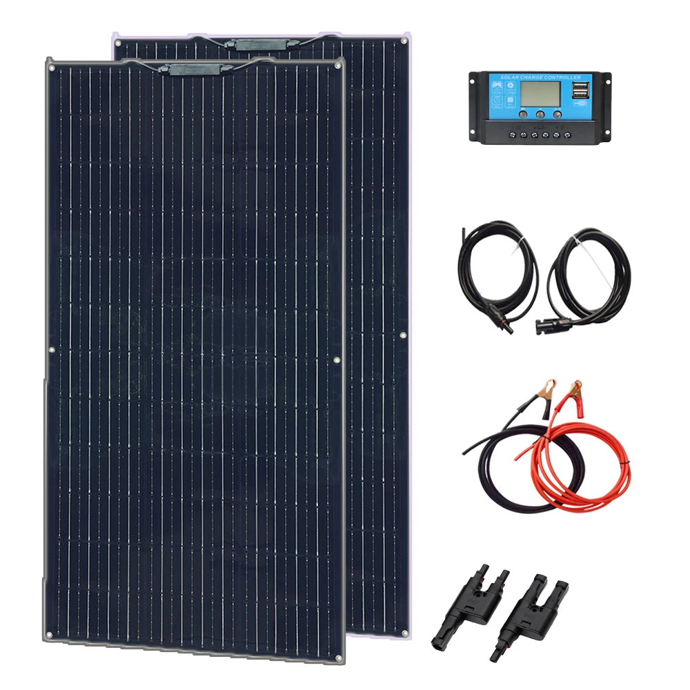 100W Flexible Solar Panel 19.8V 100 Watt 200w 12V Solar Panels Kit Complete Controller for RV Boat Car Home Battery Charger
