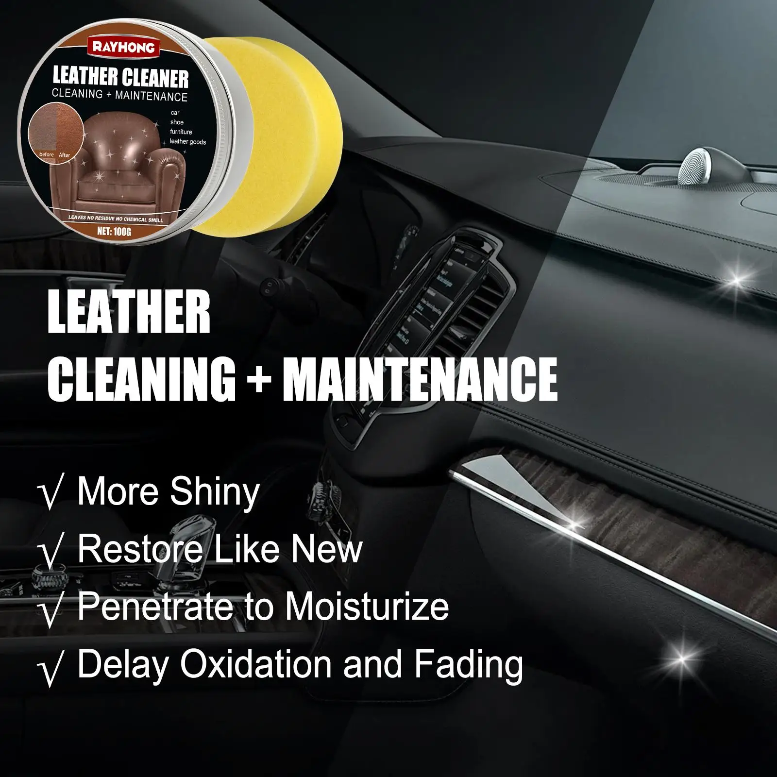 PU Leather Conditioner Nourishe Fit for Restore Door Frame Steering Wheel