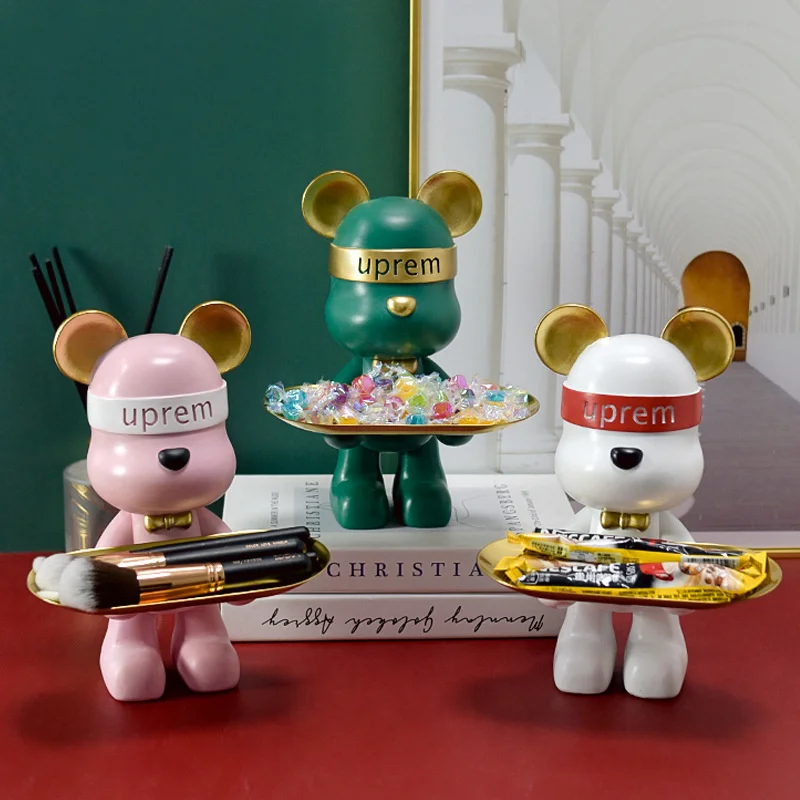 صينية الدب العنيف الإبداعية باللون الأحمر الصافي لتخزين غرفة المعيشة وخزانة التلفزيون وديكورات المنزل المكتبية #4