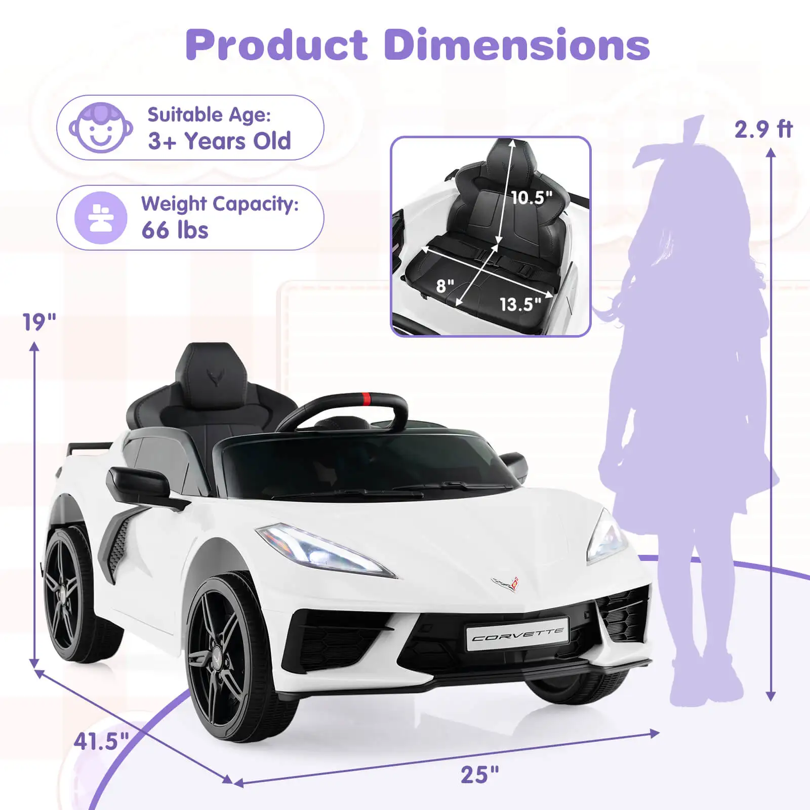 12V Electric Kids Ride On Car with Remote Control Wireless Connection Lights