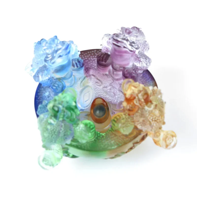 Quartet Nacai Golden Toad, Colored Glazed Citrine Lucky Nafu Opening Gift