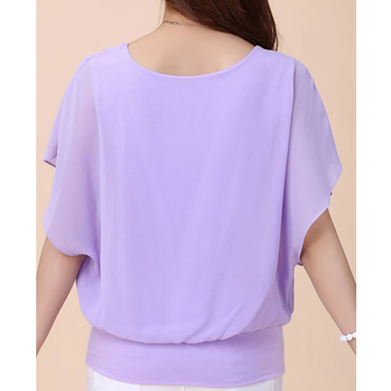 Loose Large Size Short Sleeved Casual Shirt for Women New Summer Fashionable Slimming Covering the Belly Quality Chiffon Top