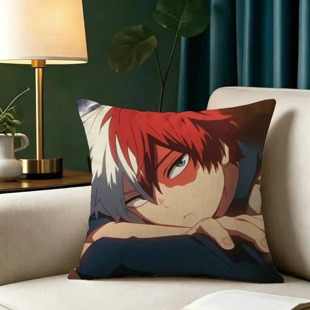 Cartoon Shoto T-Todoroki Pillow Case Square Double-Sided Sofa Cushion Cover Bedroom Bedside Pillow