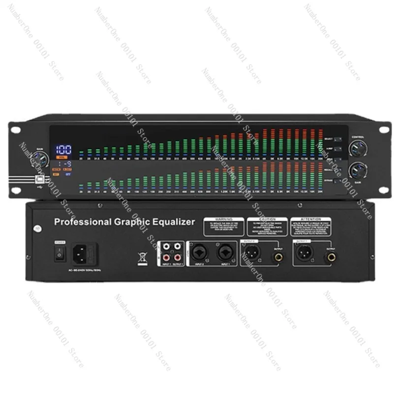 Dual 31-Band Computer Equalizer Professional Home High-Mid-Low Bass EQ Noise Reduction Bar Digital Sound Mixer