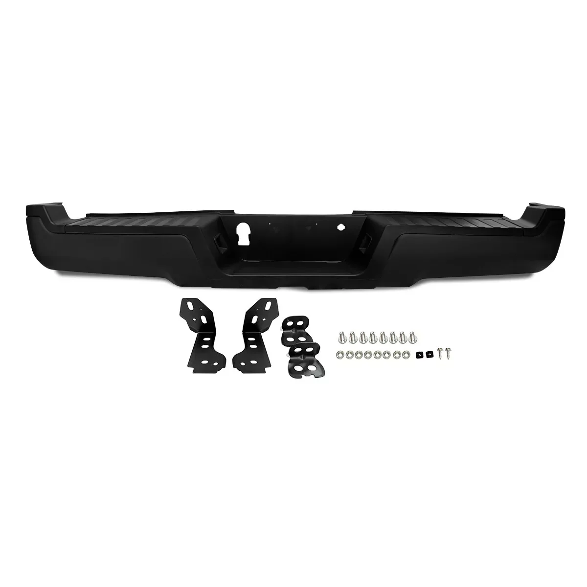 Magickit Black Rear Step Bumper Assembly Fit For Ford F-250 F-350 F-450 F-550 Super Duty 2017-2022 Without Parking Sensor Holes