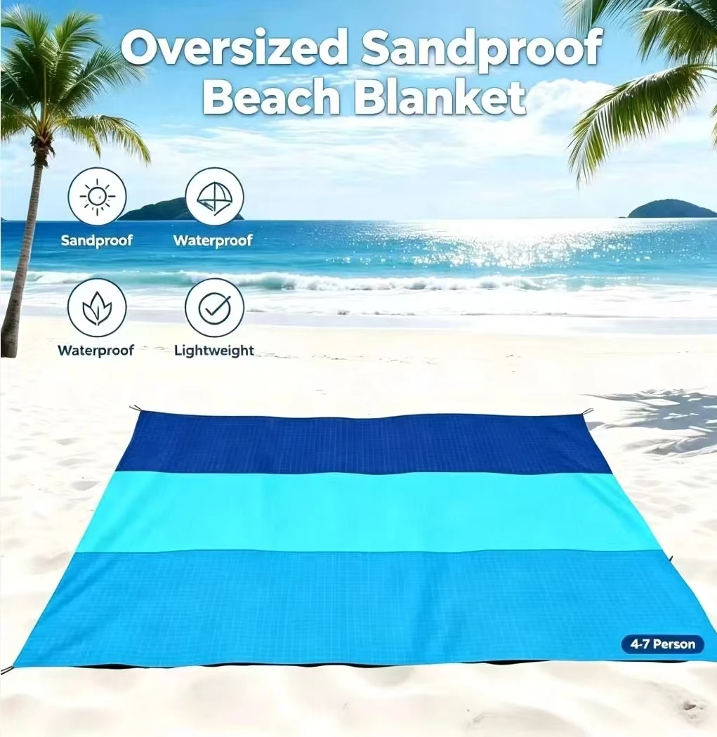 4-7 Person Oversized Sandproof Beach Mat Lightweight Waterproof Picnic Blanket for Camping Travel Hiking