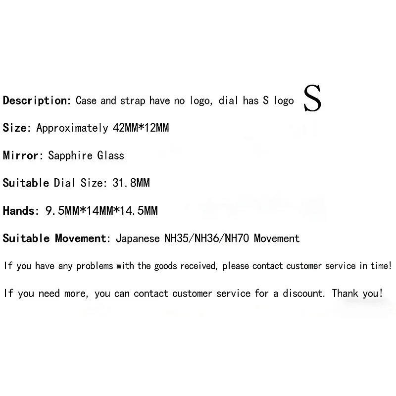 لعلبة NH35، حافظة بلوط 42 مم، حزام من الفولاذ المقاوم للصدأ، زجاج ياقوتي كامل مناسب لمعيار NH36/NH70