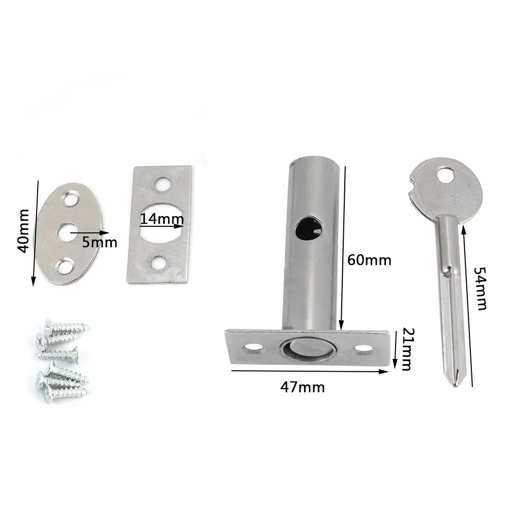 Stainless Steel Door Lock Hardware Pipe Tube Well Insert Locks With Lock Buckle And Key For Families