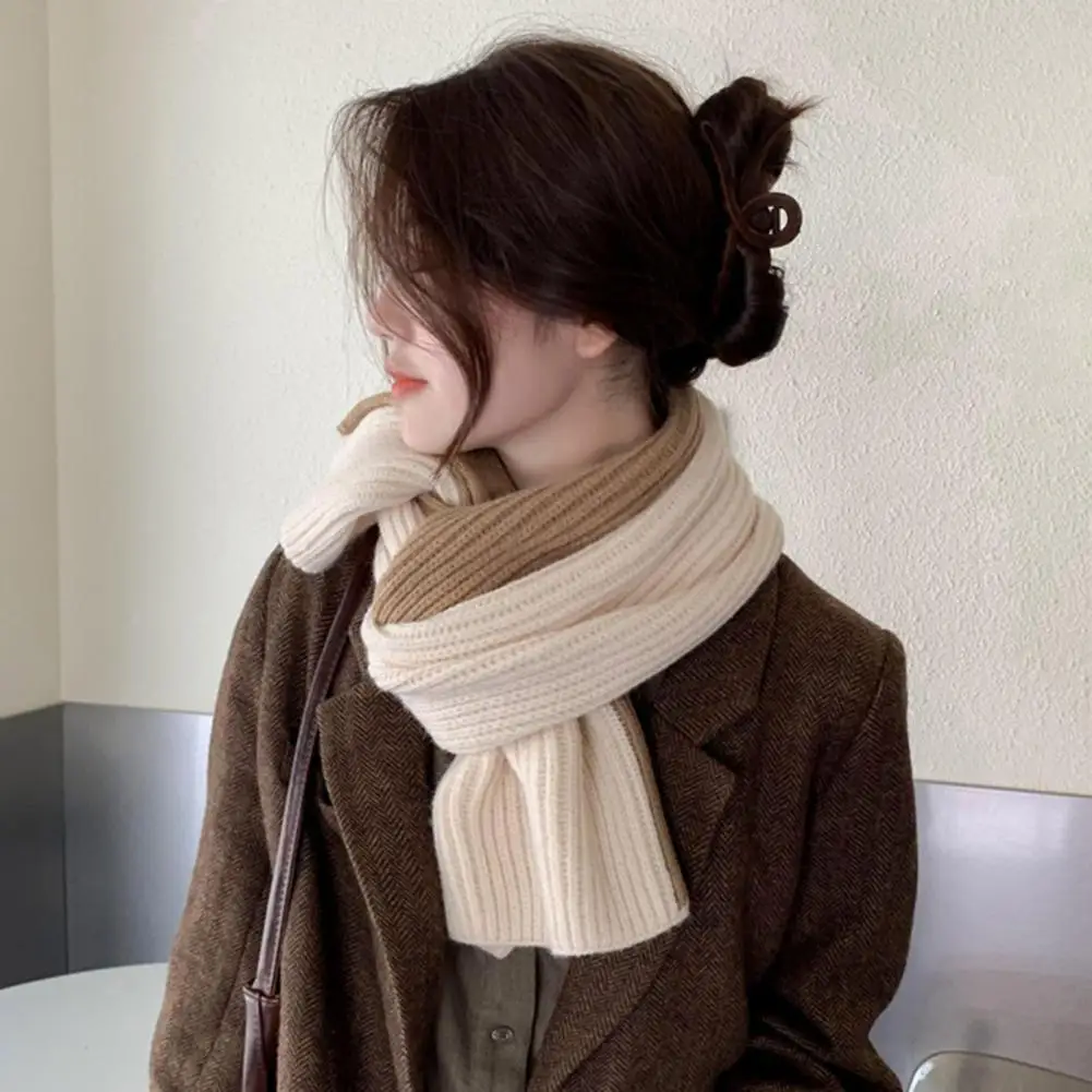 Fashionable Color Block Neck Gaiter Knitted Neck Warmer Scarf for Women Winter Thermal Neck Gaiter Soft for Outdoor for Lazy
