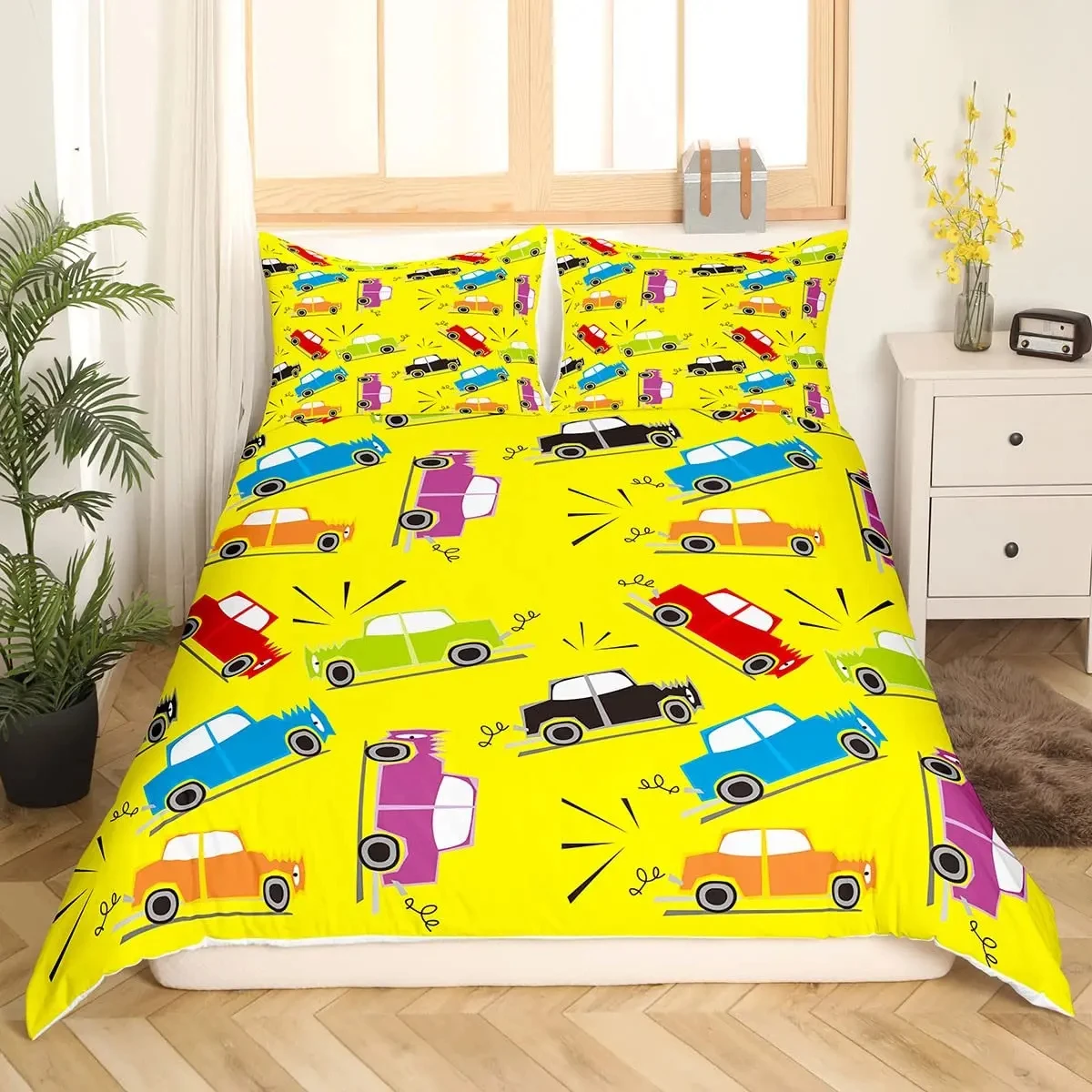 Excavator Duvet Cover Tractor Truck Twin Queen King Bedding Set Construction Vehicle Comforter Cover Cartoon Car Quilt Cover