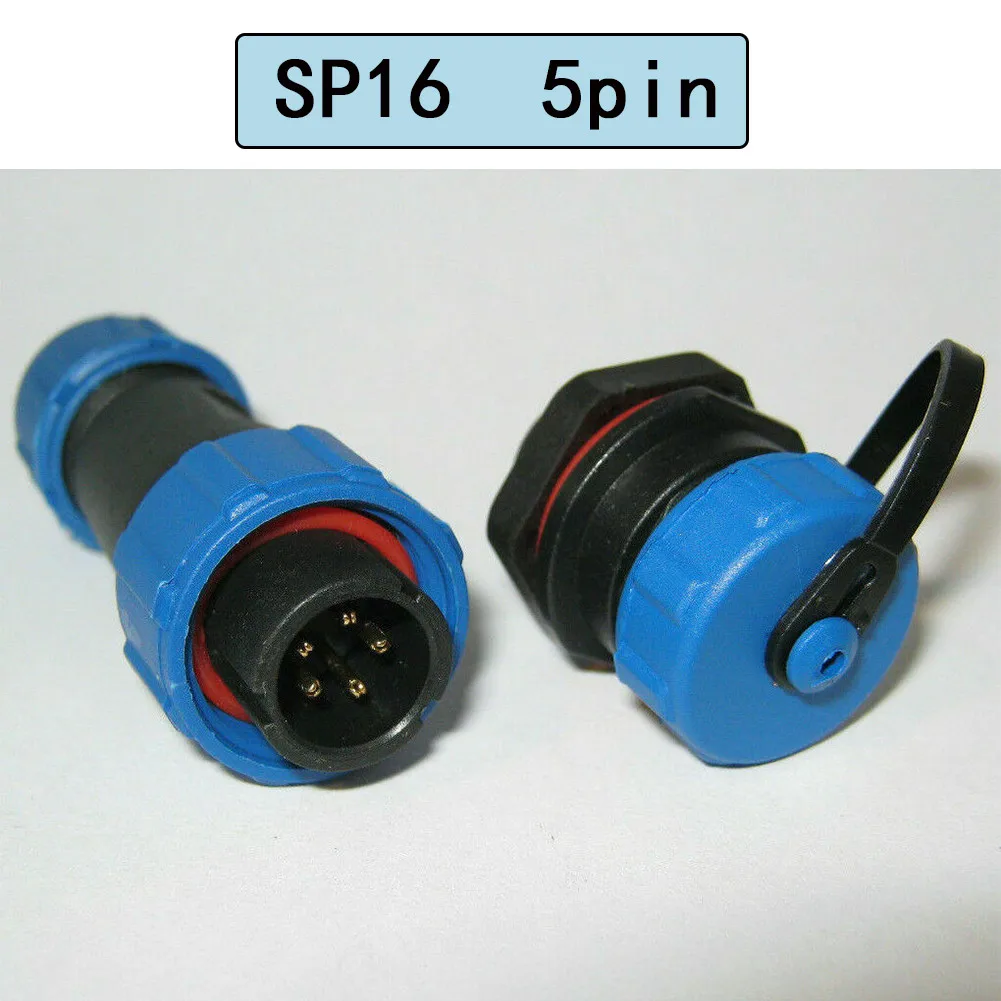 Conector circular impermeable SP16 Montaje en panel (4 pines) Color azul y negro Rendimiento confiable Protección IP68
