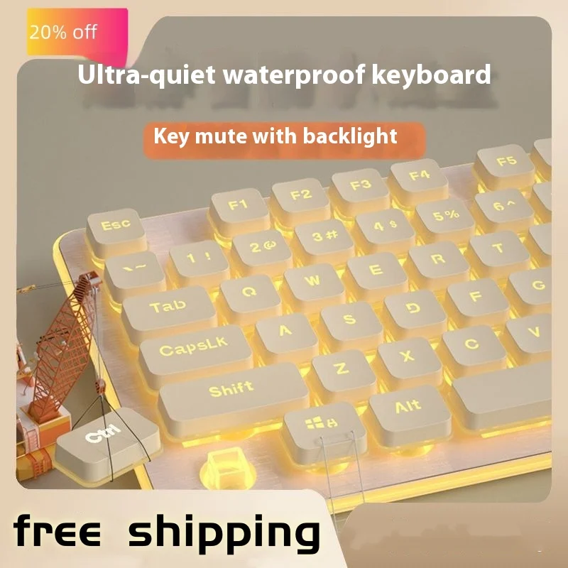 Langtu L1 104-Key Mechanical Feel Wired Keyboard Silent Waterproof Rgb Lighting Ergonomics Stylish Ultra-Thin Gaming  Keyboard