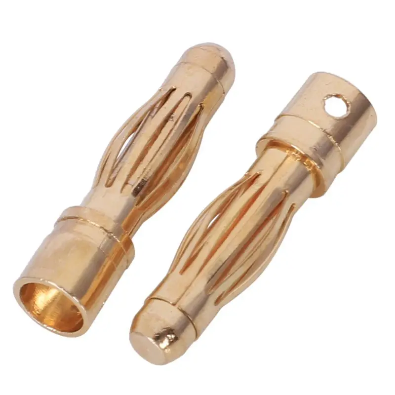Stylish-100PCS Gold Tone 4Mm Male Banana Plug Bullet Connector Replacements