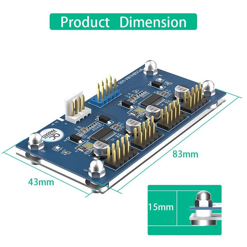 USB 2.0 9Pin Header Extension Splitter Adapter USB2.0 9Pin to 4Port 9Pin USB2.0 Converter Hub Port Multiplier with Magnetic Base