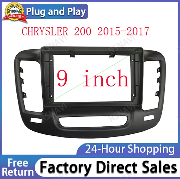 Double 2 Din Radio Facia Frame for CHRYSLER 200 2015-2017 9 INCH GPS Navigation Bezel Dash Mount Trim Kit Audio Panel