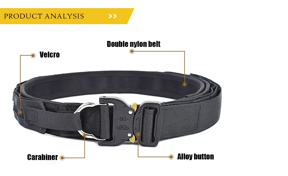 Quick Release Rigger MOLLE Belt Double Layer Tactical Heavy Duty Belt 3.8cm 125cm 130cm 135cm Length for Shooting Training