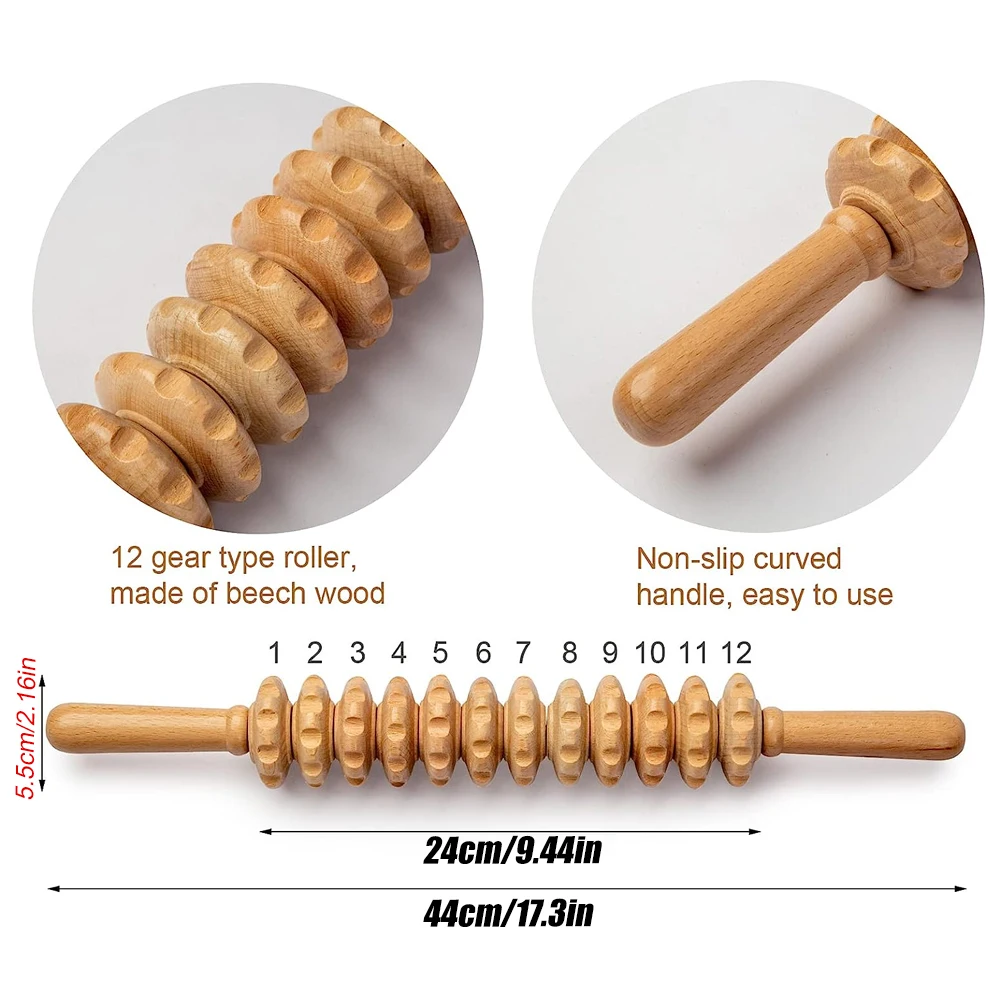 Wood Therapy Massage Tool, Massage Roller Relax Muscles, Relieve Soreness & Lymphatic Drainage, Body Sculpting,100% Natural Wood