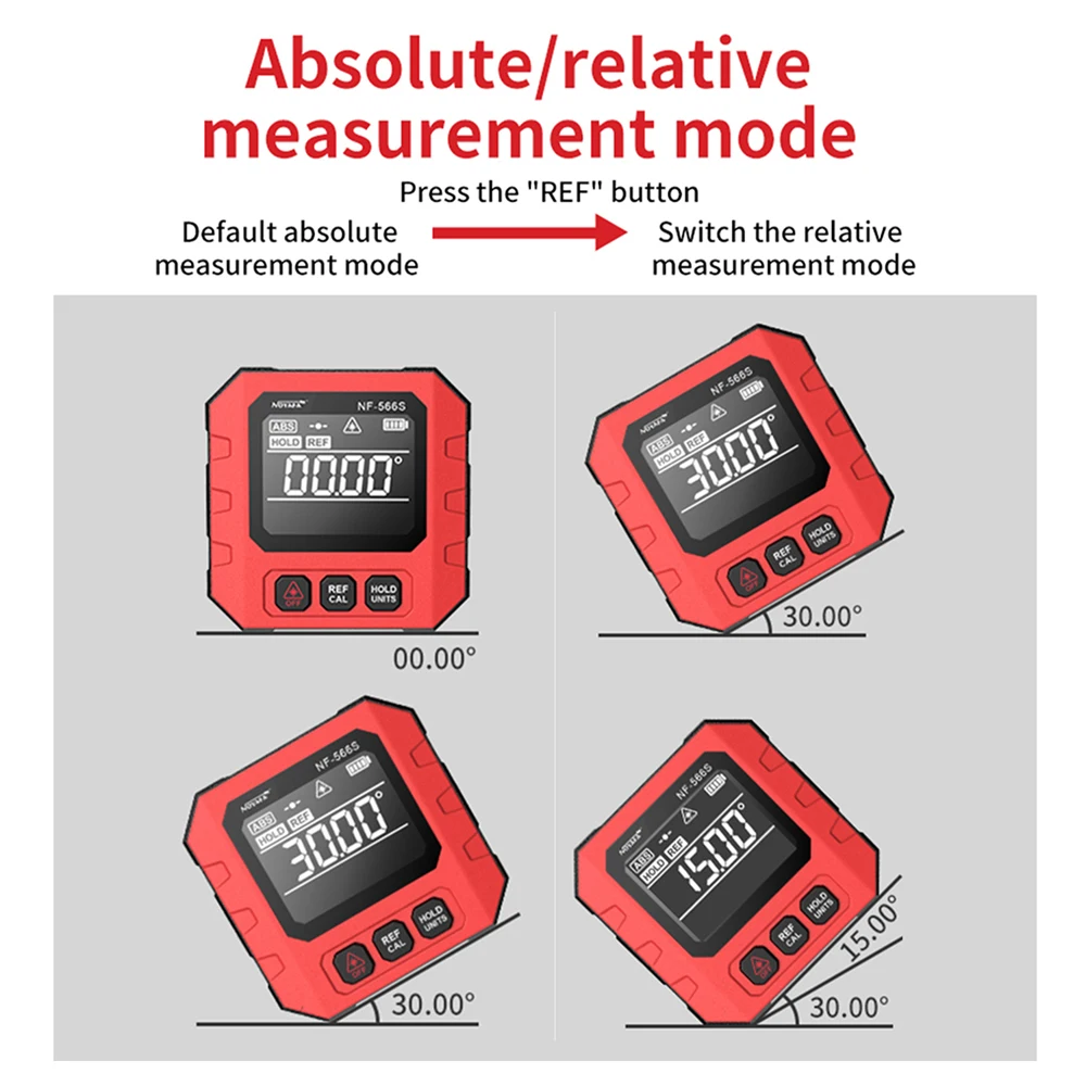 Noyafa Inclinômetro Digital NF-566S Ângulo Transferidor Mini Nível de Espírito Magnético Medidor de Ângulo de Medição de Precisão com Luz de Fundo